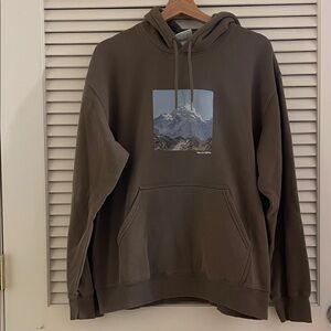 H&M Earthy Brown Mountain Graphic Hoodie